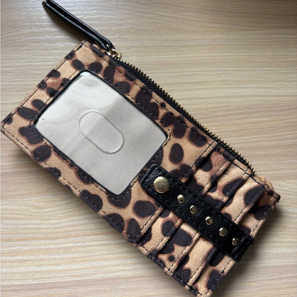 Leopard Print Wallet with Black Accents